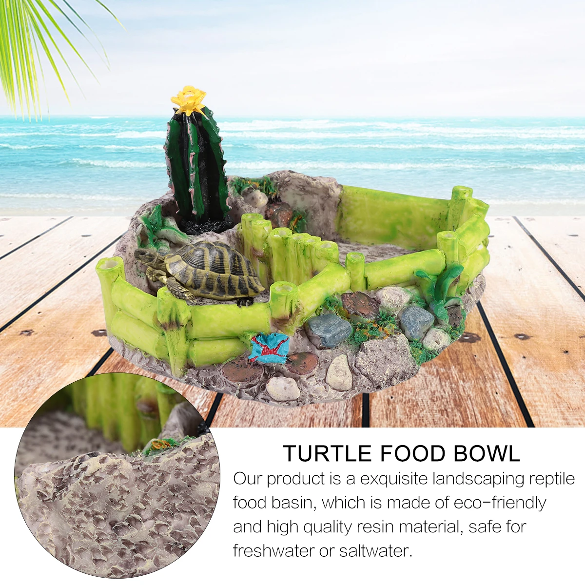 

Turtle Pet Feeding Tray Food Bowl Basin Aquarium Dish Reptile Premium Resin Durable Practical Landscaping Hand Painted Evenly