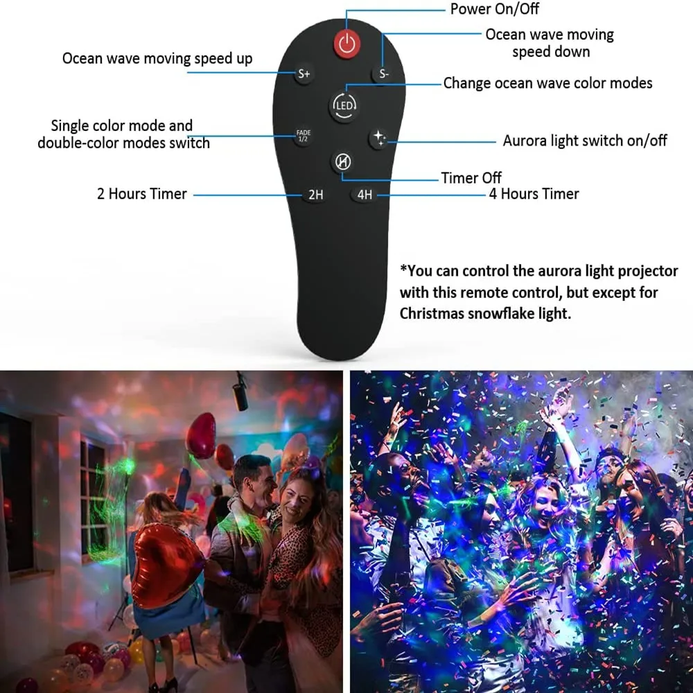 Impermeável ao ar livre LED Projector Luz, Laser Onda de Água, Aurora Holiday Spotlight, Festa de Natal e Jardim, 2 em 1