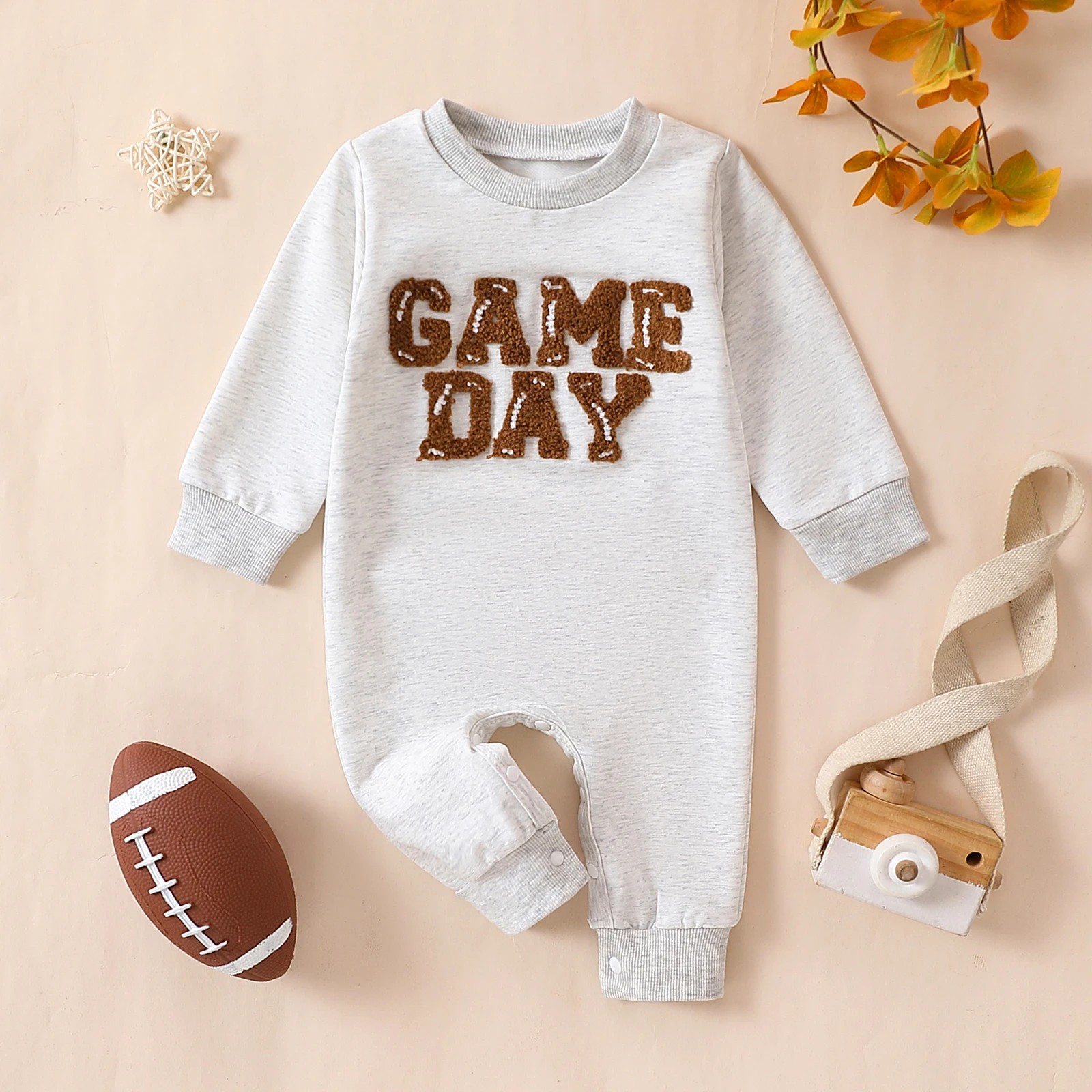 

Весенне-осенний детский комбинезон унисекс с длинными рукавами и вышитыми буквами, игровой дневной наряд, обычный повседневный костюм для ползания для младенцев