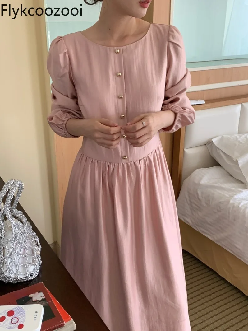 

Early Autumn French Elegant Refined Temperament Luster Exquisite Single-breasted Contrast Color Waist Slimming Sexy Dress