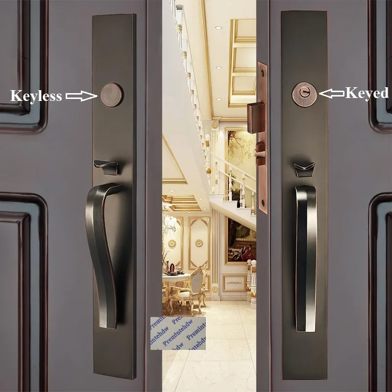 

Zinc Alloy Rectangle Mortise Door Whith Thumb Push Handle Villa Hotel Entry Classic Brushed Nickel Black Bronze