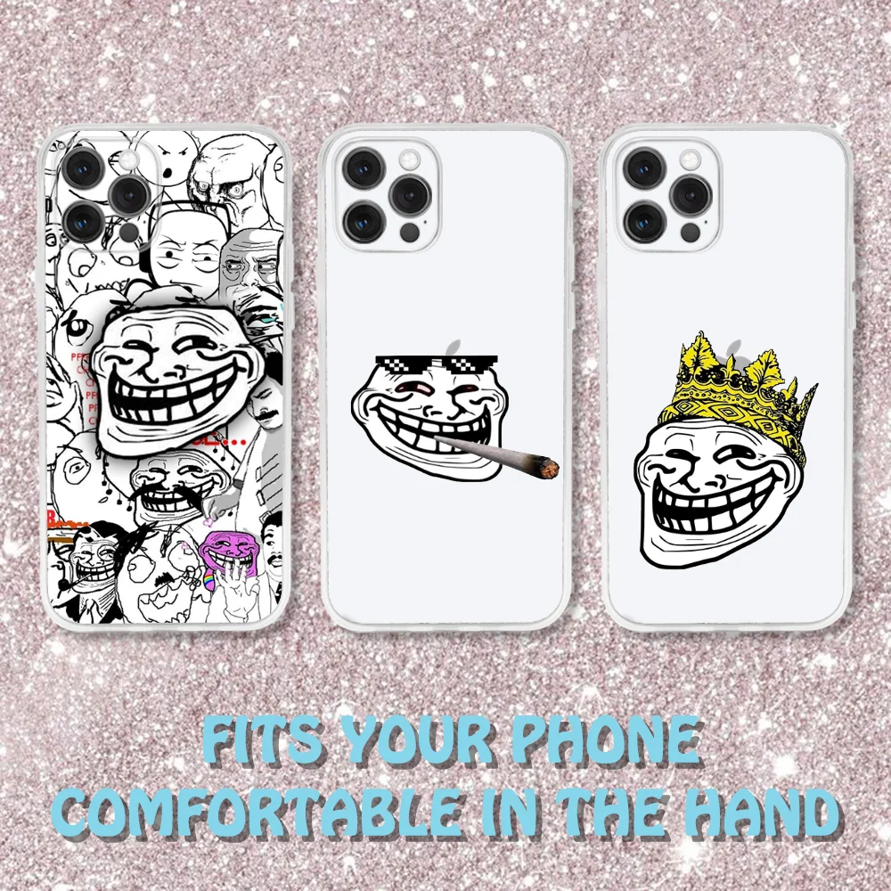 

Funny T-Trollfaces Comics Memes Phone Case For iPhone 16,15,14,13,12,11 Pro,Max,Plus,X,XS,XR,SE,Mini Transparent Silicone Soft