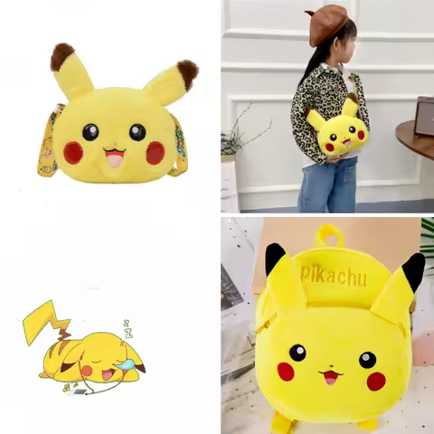 Pokemon Anime Cute Pikachu Plush Crossbody Bag Backpack Student School Supplies Creative Funny Kids Birthday Gifts