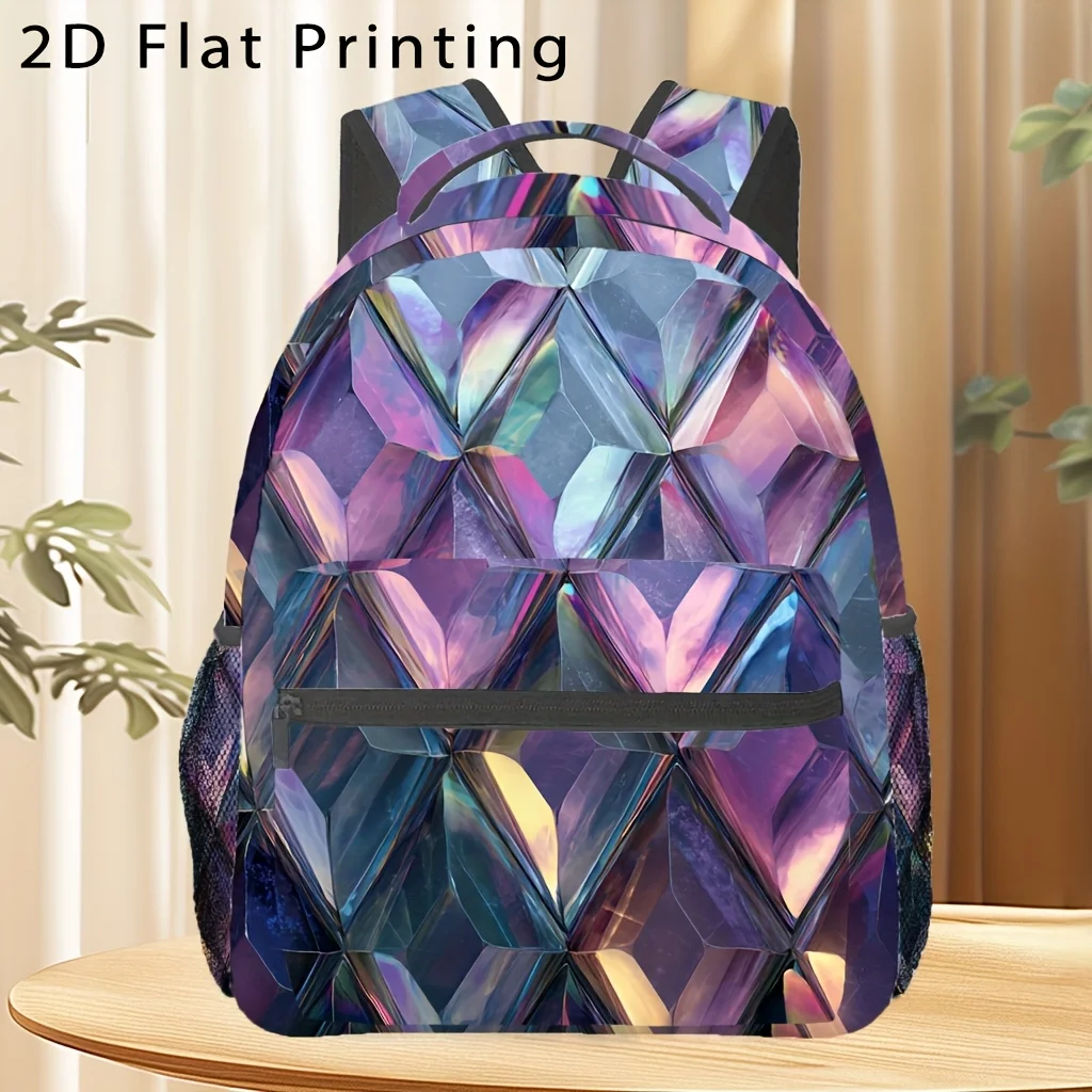 

Рюкзак с переливающимся ромбовидным узором, складной регулируемый ремень, идеально подходящий для школы, спортзала и работы, рюкзак для путешествий