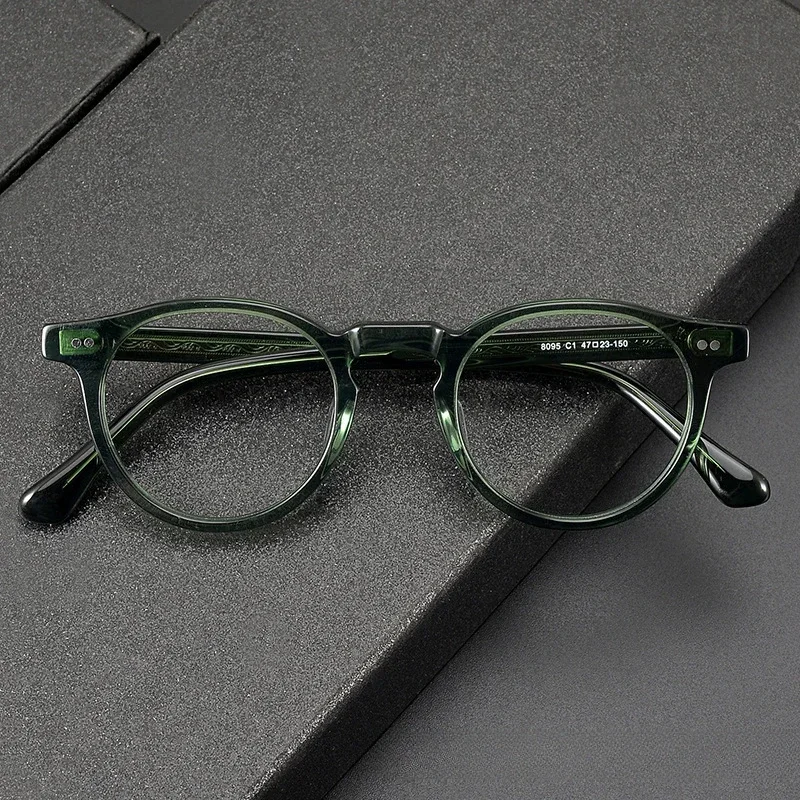 

High Quality Thick Optical Men Eyewear Retro Round Tortoiseshell Acetate Glasses Frame Tvr8095 Small Face Women Blue Light Gafas