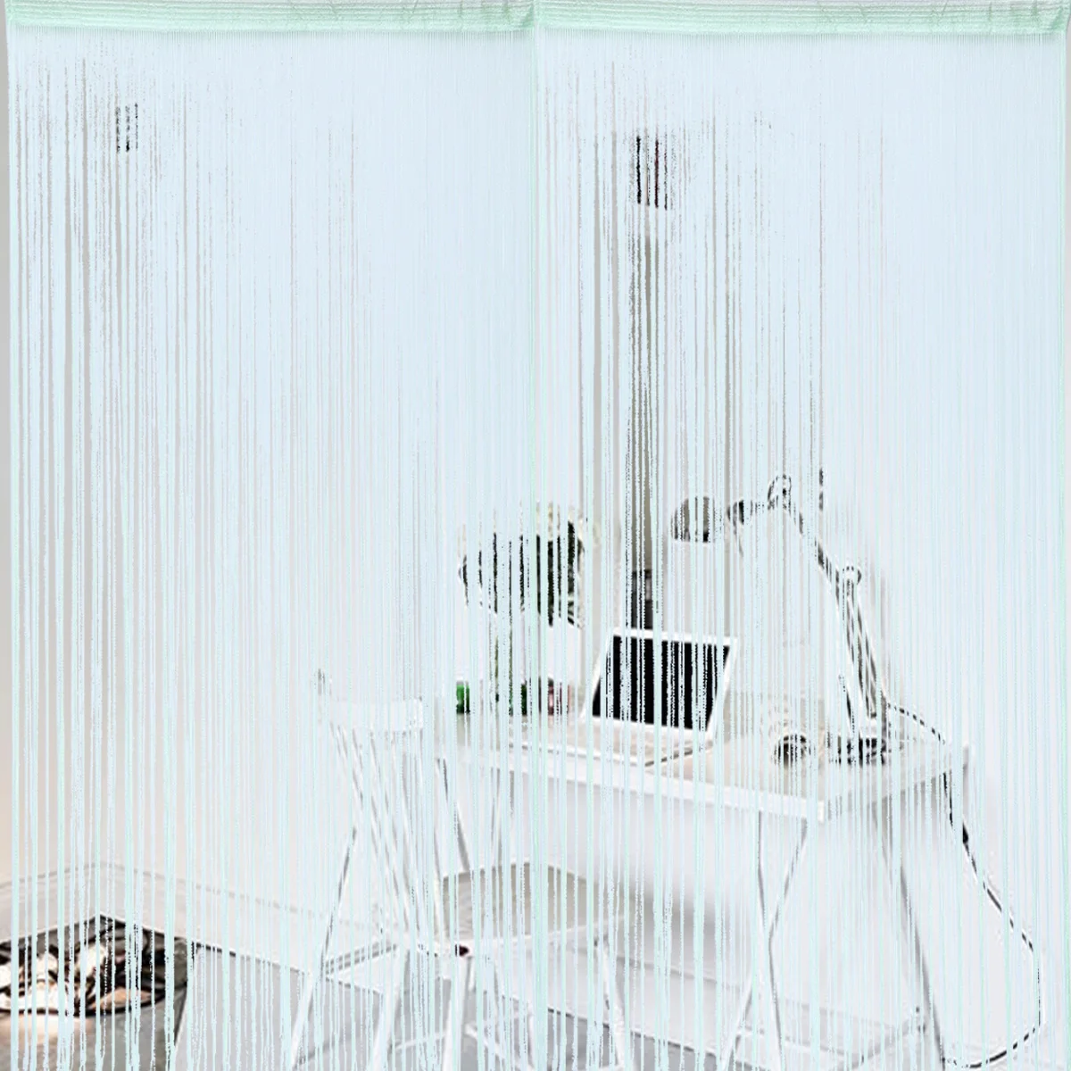 

Tassel Curtain For Door Light Green Polyester String Curtain Room Divider Fringe Panel Window Door Wedding Cafe Home