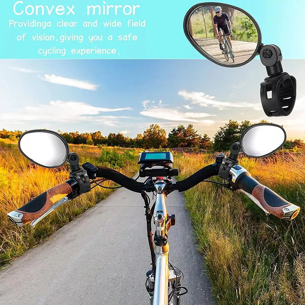 Espejo retrovisor para bicicleta de 2 piezas, espejo convexo giratorio ajustable de 360 °, gran angular seguro para ciclismo y deportes al aire libre