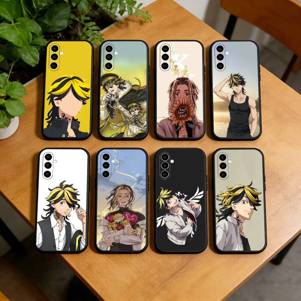 Kazutora H-Hanemiya Tokyo Revengers Phone Case Black Silicone Soft For Samsung Galaxy A73,A72,A71,A70,A53,A52,A51