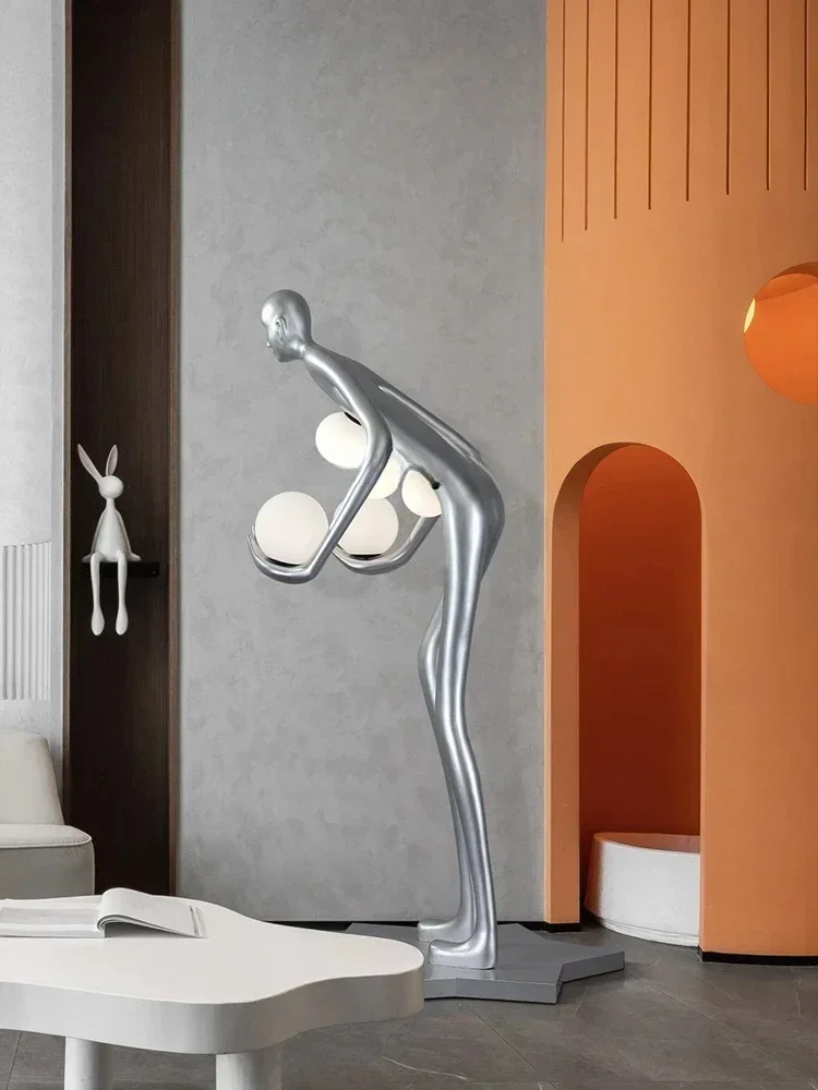 Creative Human-Shaped Art Sculpture Floor Lamp Home Beauty Shop Club FRP Large Figure Decoration