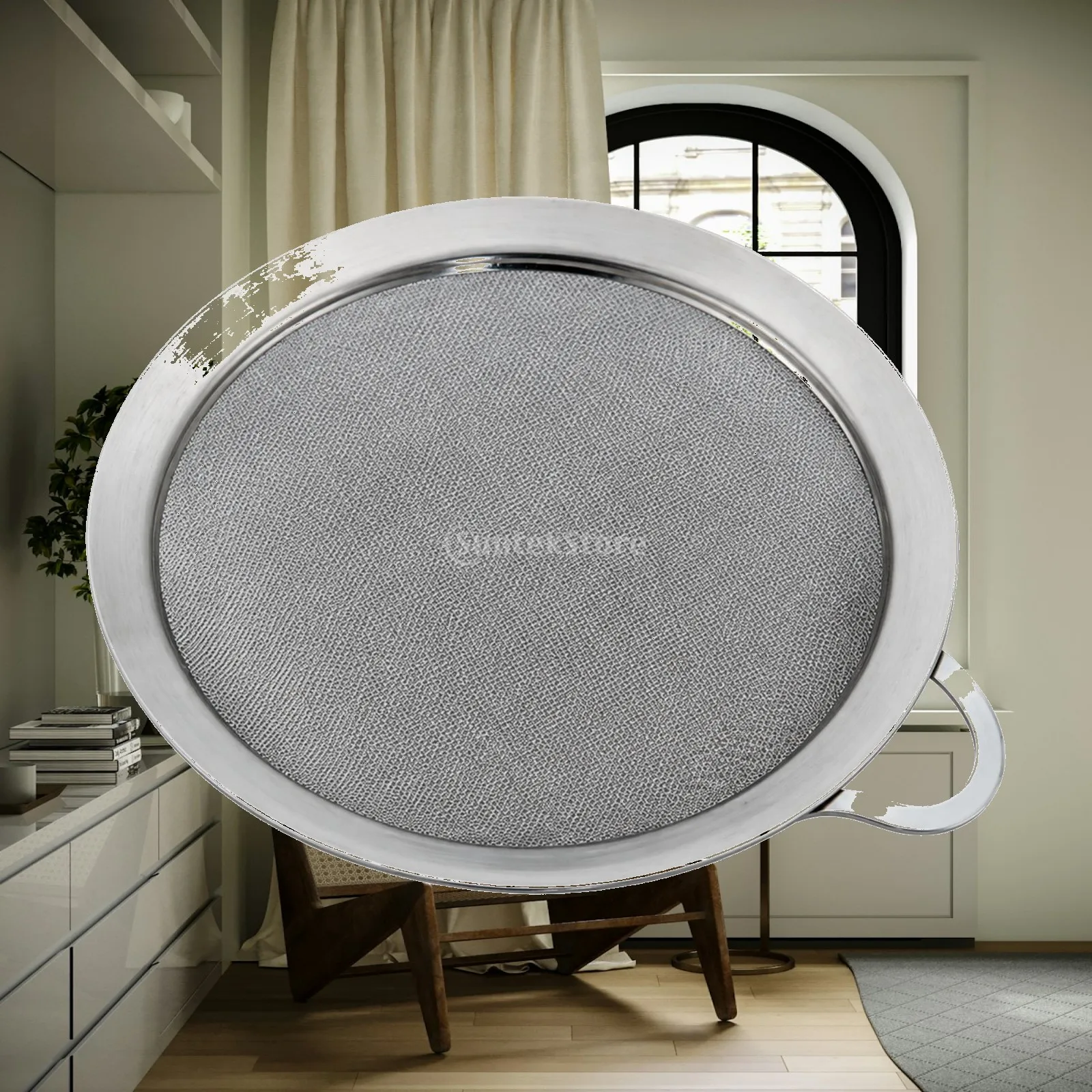 Round Fine Mesh Strainer Stainless Steel Sieve with Solid Rim and Loop Handle for Kitchen Straining and Sifting Tasks
