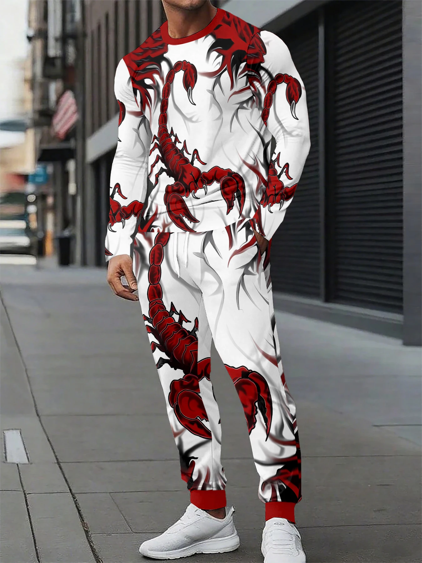 

Забавный страшный клоун с принтом, мужской осенний модный комплект из 2 предметов с длинными рукавами, повседневный повседневный спортивный уличный мужской комплект с длинным рукавом и брюки