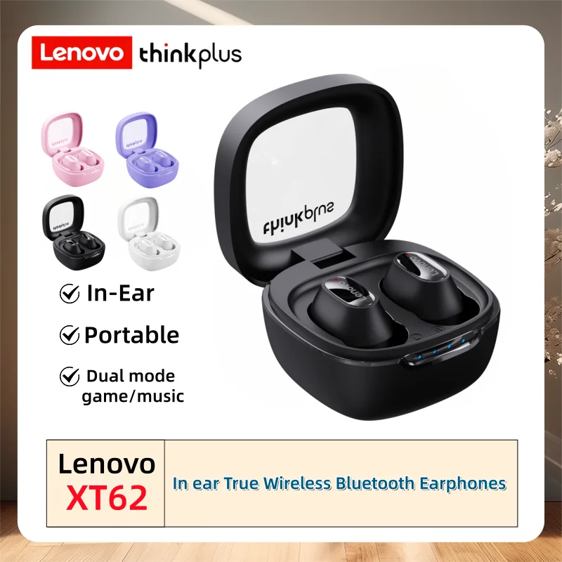 Original Lenovo XT62 TWS Wireless Earbuds Bluetooth 5.3 Headphones HiFi Stereo Sound Noise Reduction Sports Headset with Mic