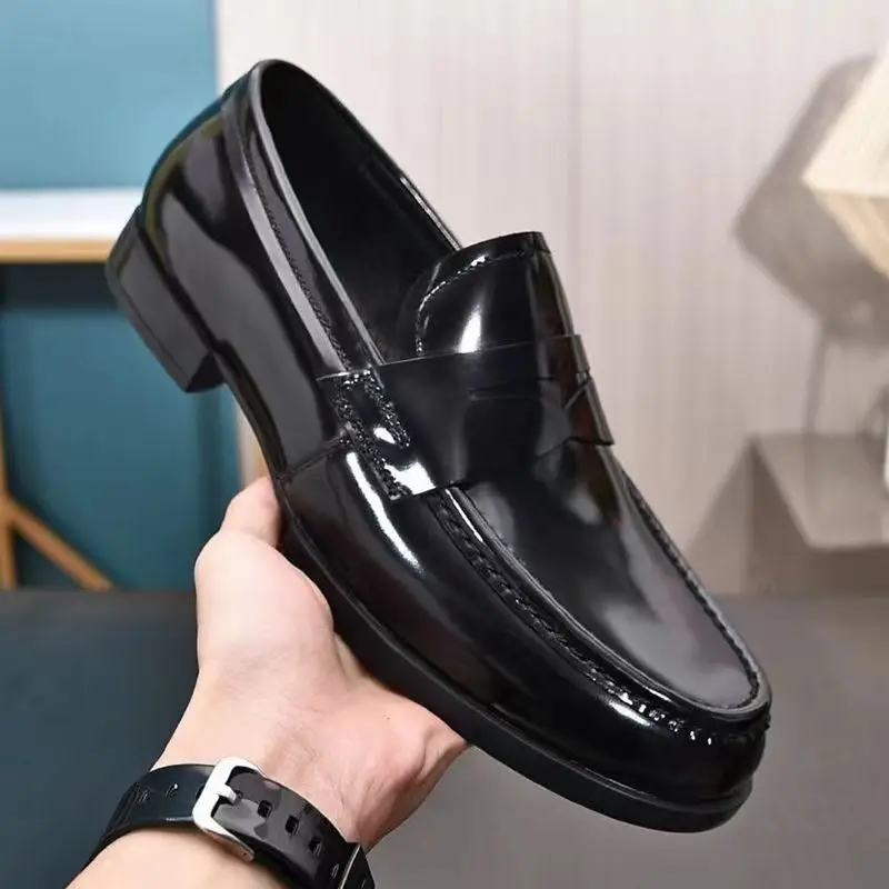 British Style Shoes for Men Genuine Leather Casual Shoes Patent Leather Business Leisure Gentleman Fashion Dress Shoes,Loafers