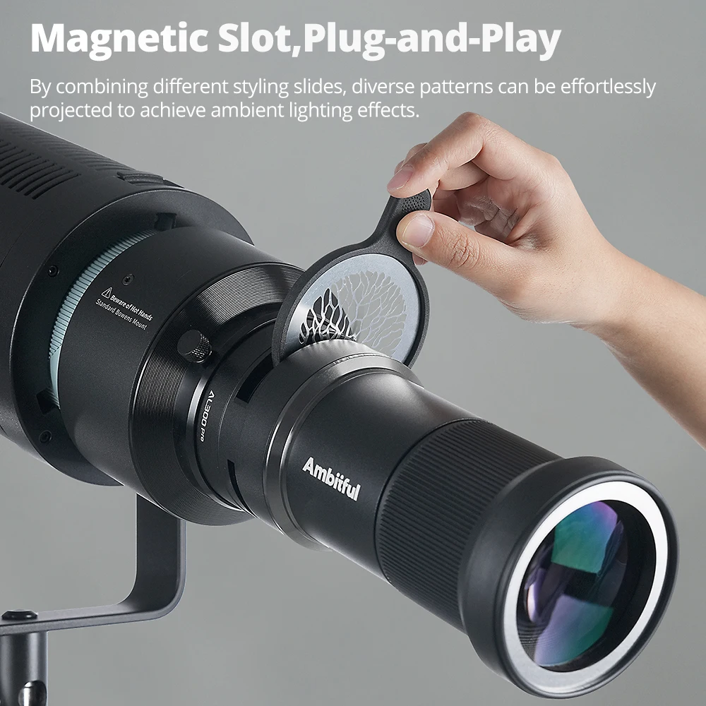 AMBITFUL AL-300Pro 33 °   زاوية واسعة 16 °   مجموعة عدسات الإسقاط الاحترافية ذات التركيز البصري المقربة Bowens Mount