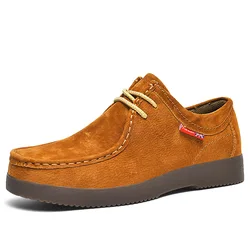 Autumn Men Casual Shoes Suede Leather Work Shoes Male Lace-up Flats Sneakers Platform British Business Party Dress Shoes 38-45