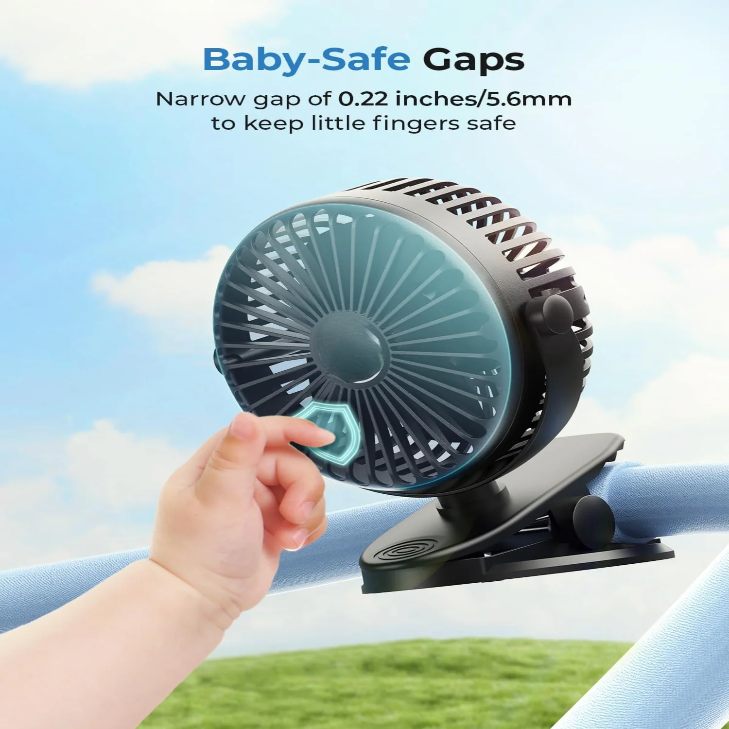 Portable Clip On Fan USB Rechargeable, Small Desk Fan Battery Operated, Baby Stroller Fan With 3 Speeds, Quiet Personal Fan For