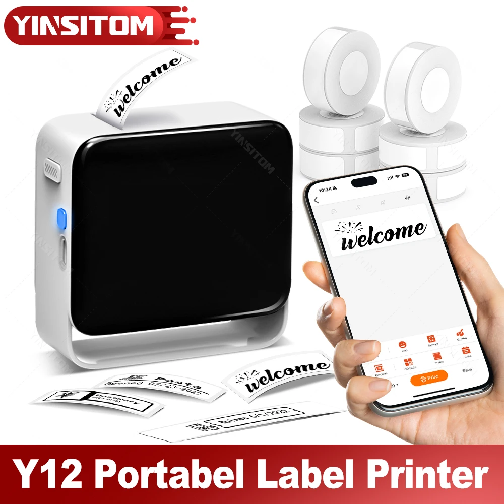 

YINSITOM Mini Portable Thermal Label Printer Wireless Bluetooth-compatible Label Tag for Home Office Labeling Sticker Machine