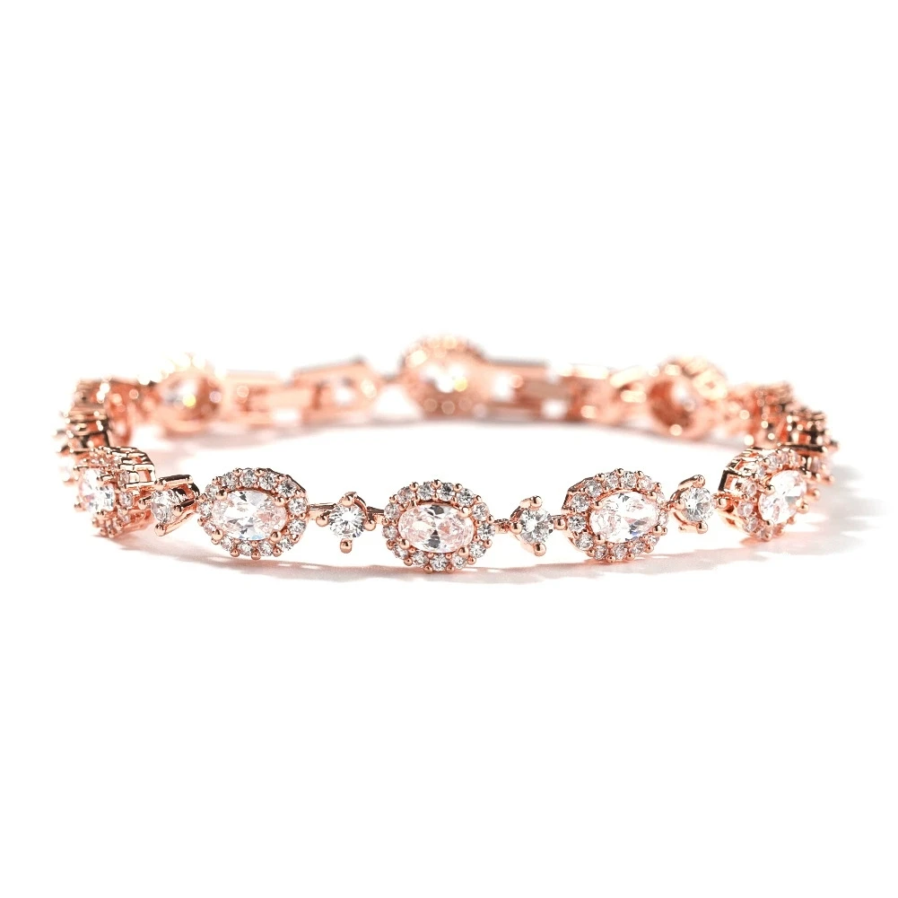 Ellipse CZ Bling Bling Brass Bracelet Mirco Pave Prong Setting Rapper Fashion Hip Hop Jewelry BB088