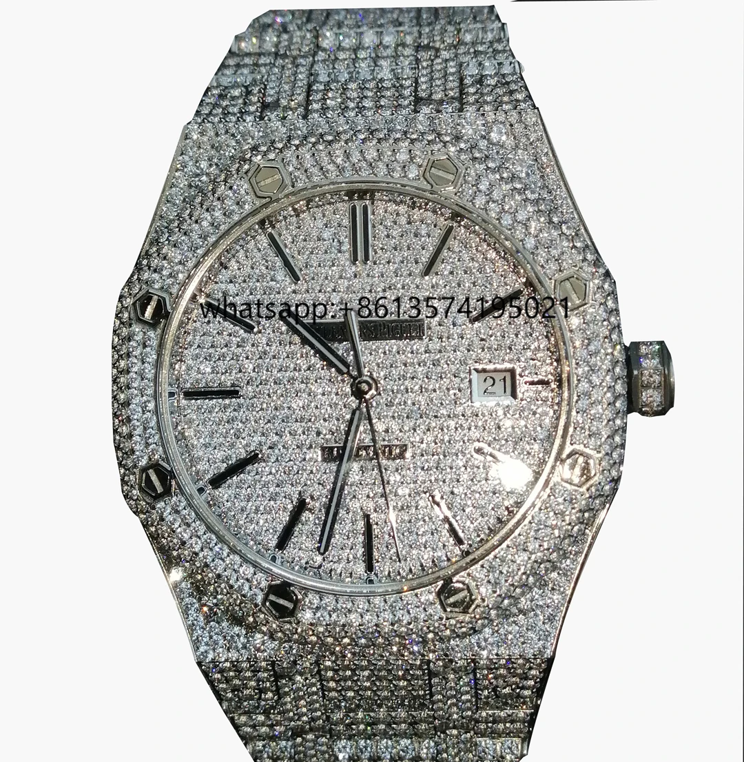 

CZ Bustdown Watch 41mm with Auto Movement All Iced Out Mechanical Timepiece Wristwatch for Men