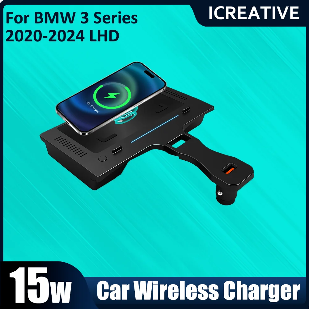 

2020-2024ForBMW 3 Series F30 F31 F34 Car Phone Holder Induction Charging Pad QI 15W fast For Iphone Wireless Charger Accessories