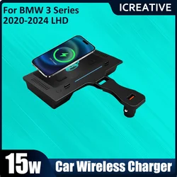 2020-2024ForBMW 3 Series F30 F31 F34 Car Phone Holder Induction Charging Pad QI 15W fast For Iphone Wireless Charger Accessories