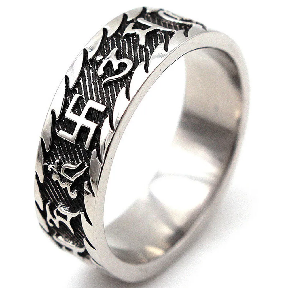 Six-character Men's Women's Stainless Steel Couple Rings Mantra Heart Sutra Ring Domineering Personality Dropshipping