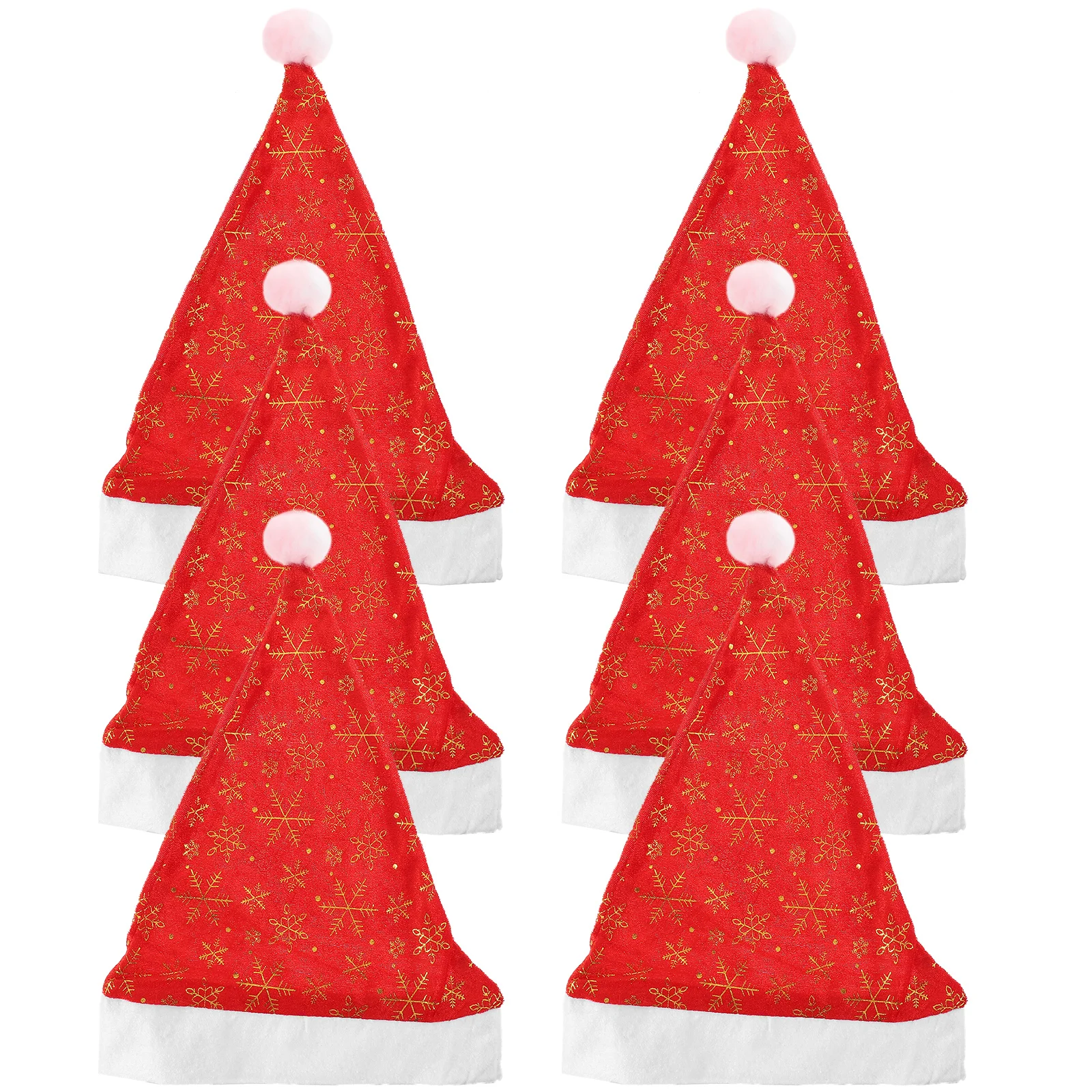 

6 Pcs Christmas Hat Santa Gifts Comfortable Warm Caps for Party Holiday Silver Snowflake Design Practical Accessories