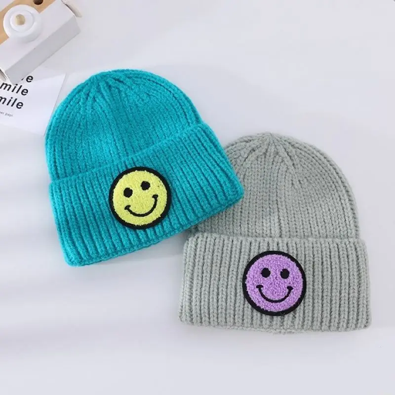 9 Colors Winter Baby Knitted Hats Cartoon Face Beanie Hat for Girls Boys Cute Cartoon Warm Headwear Kids Caps Accessories 1-5Y