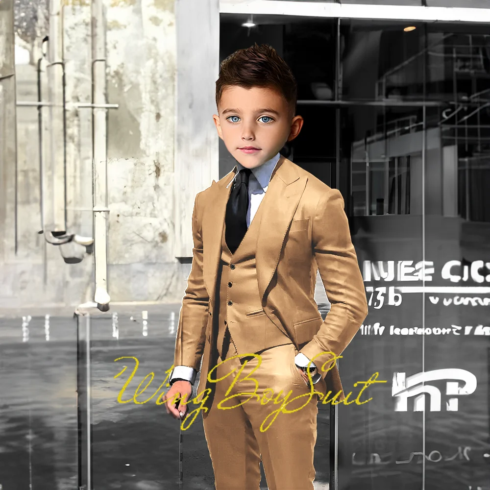 Best Selling Boys Suit Business Jacket Pants Vest 3 Piece Set Wedding Kids Tuxedo Little Gentleman Blazer