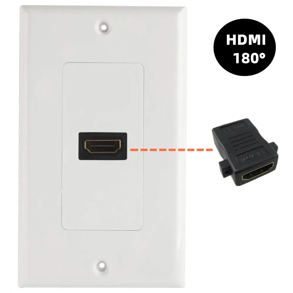 1 Port Gold-Plated HDMI Wall Plate Single Outlet Port Insert 4K 60Hz Face Plate Socket Insert Jack for Home Theater System