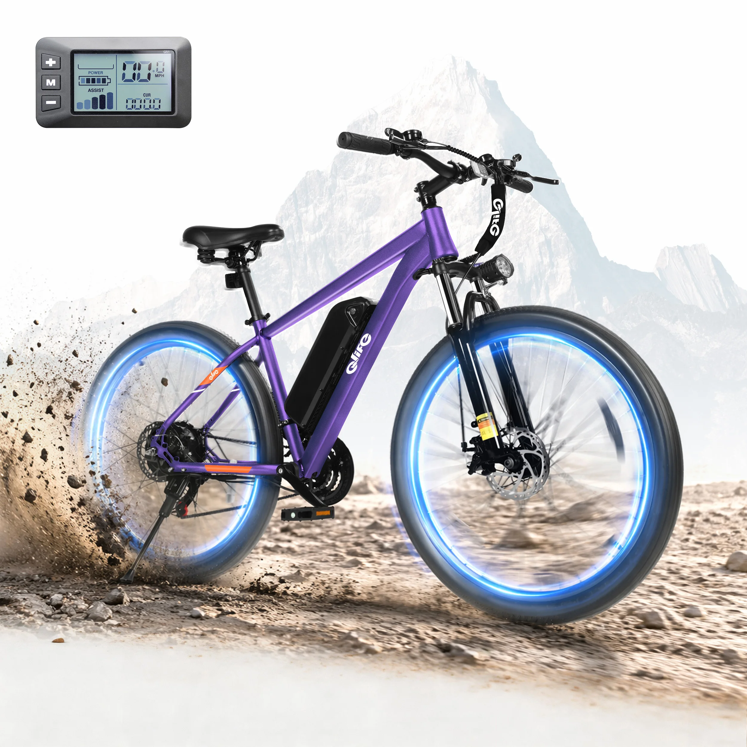 Qlife Racer Electric Bike for Adults, Peak 1200W 48V 10.4Ah,  27.5" Tire Electric Mountain Bike, 28MPH 55 Miles Off-road Electric Bicycle, 21-Speed image 4