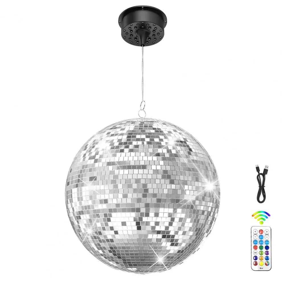 Large Disco Ball with Motor Rotating & 30 RGBW LED Lights, 12