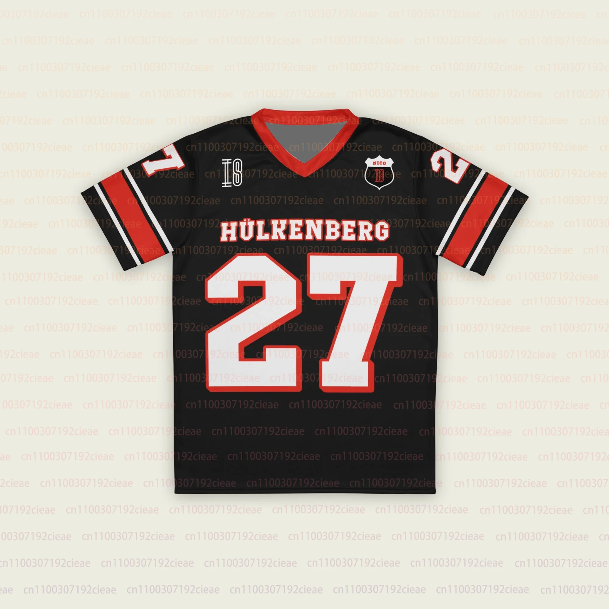 2025 جديد الصيف الرجال والنساء موضة الخامس الرقبة المحملة هاس الأحمر فضفاض تنفس التجفيف السريع ملابس رياضية فريق المنافسة جيرسي #3