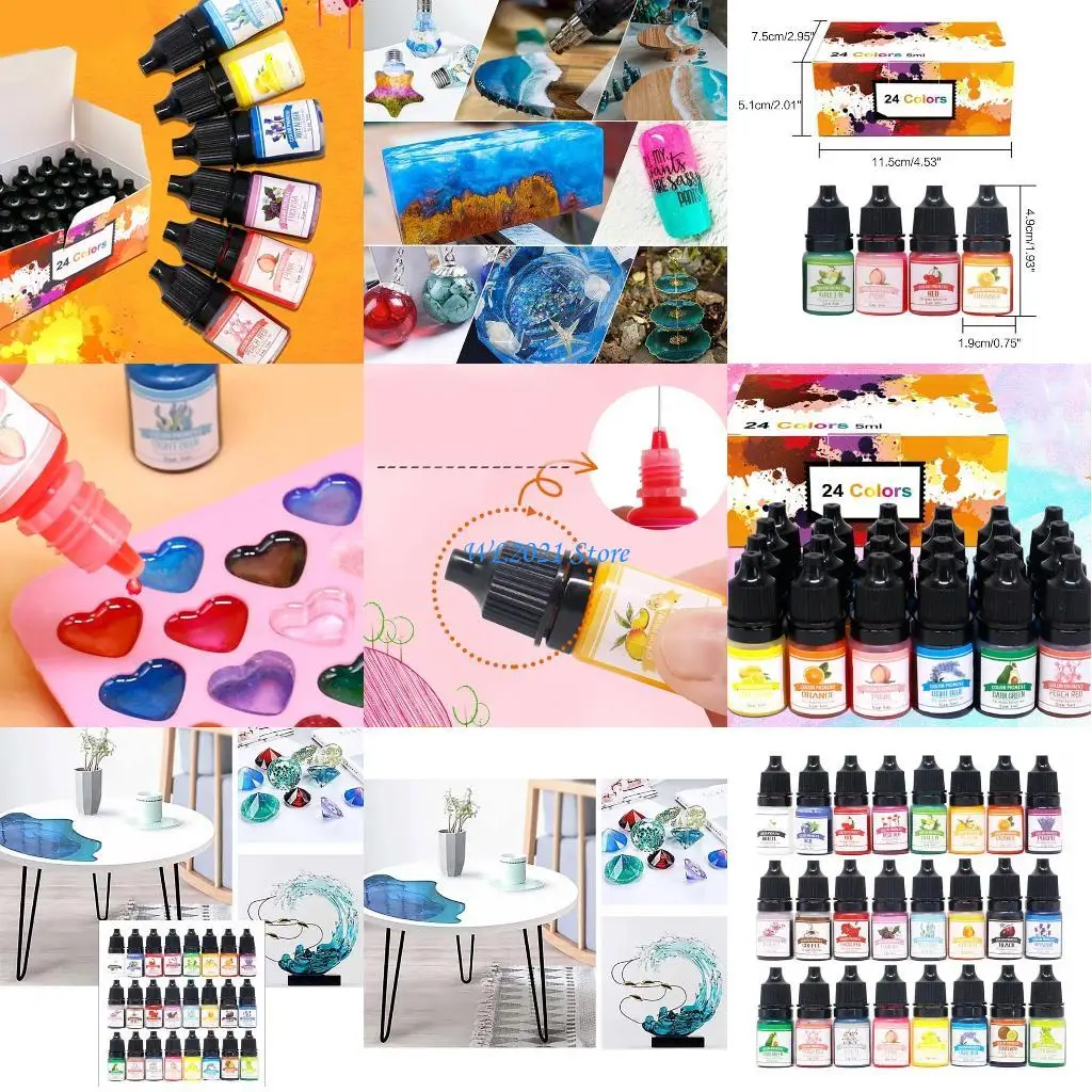 

G5GC 24 Colors Epoxy Resin Pigment Dye Liquid for Coloring Jewelry Making 0.17oz Each
