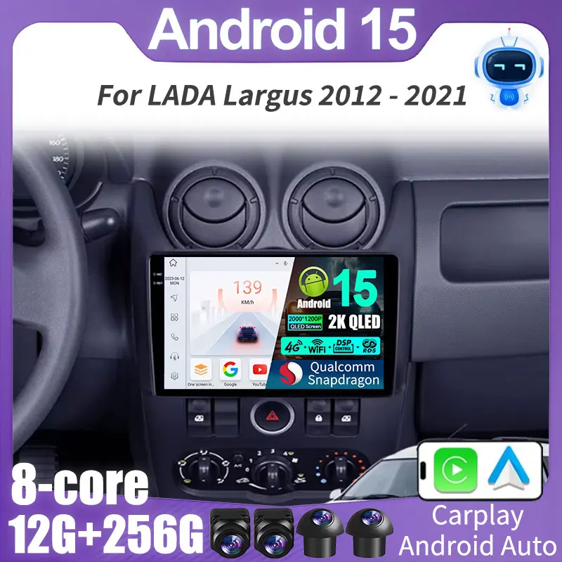 For Renault Logan Sandero 2009-2015 Android 15 For Lada Largus Lergus 2012-2020 For Dacia Duster 2010-2017 Car Radio Multimedia