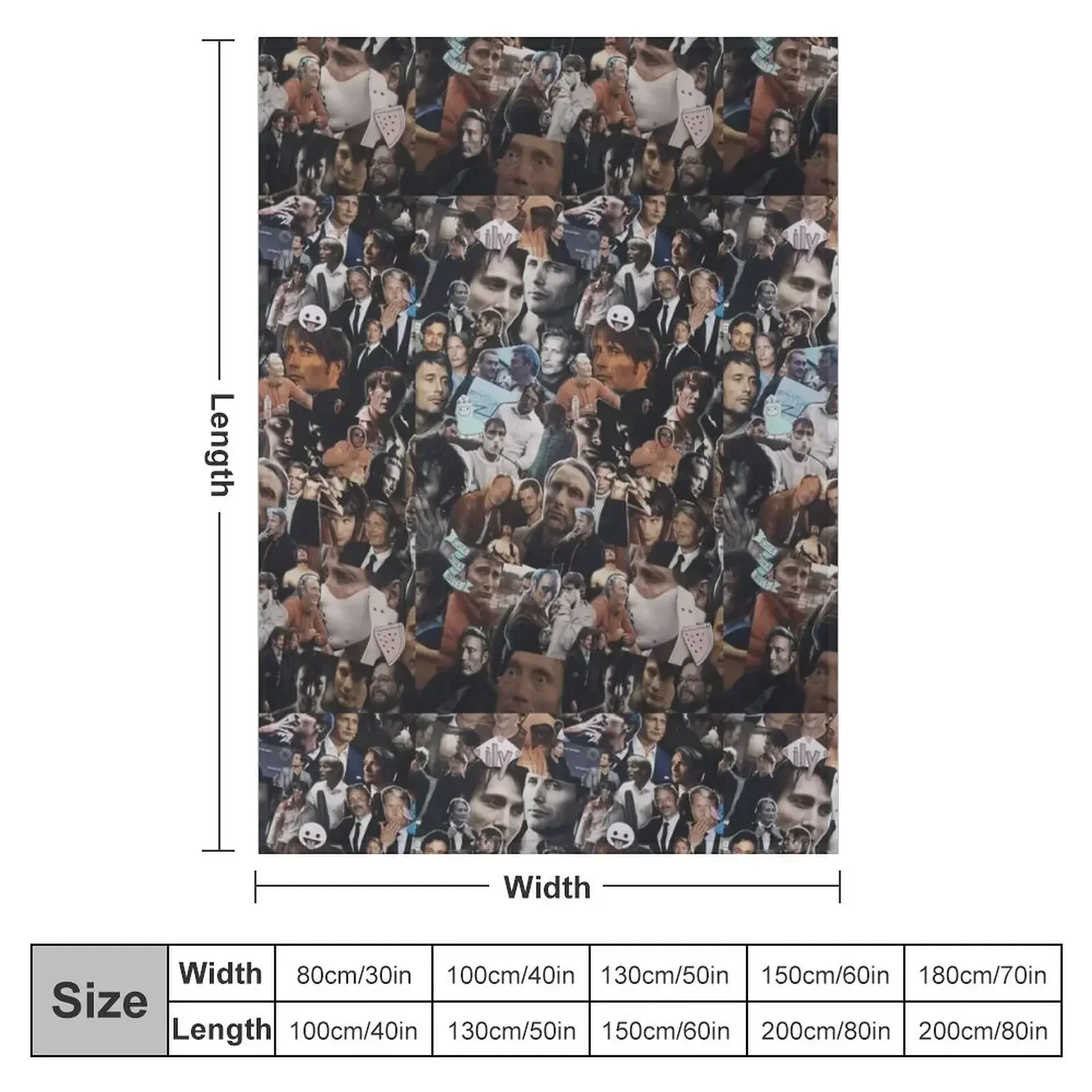 Mads Mikkelsen Collage Throw Blanket Vintage Large cosplay anime Quilt Picnic Furry Blankets