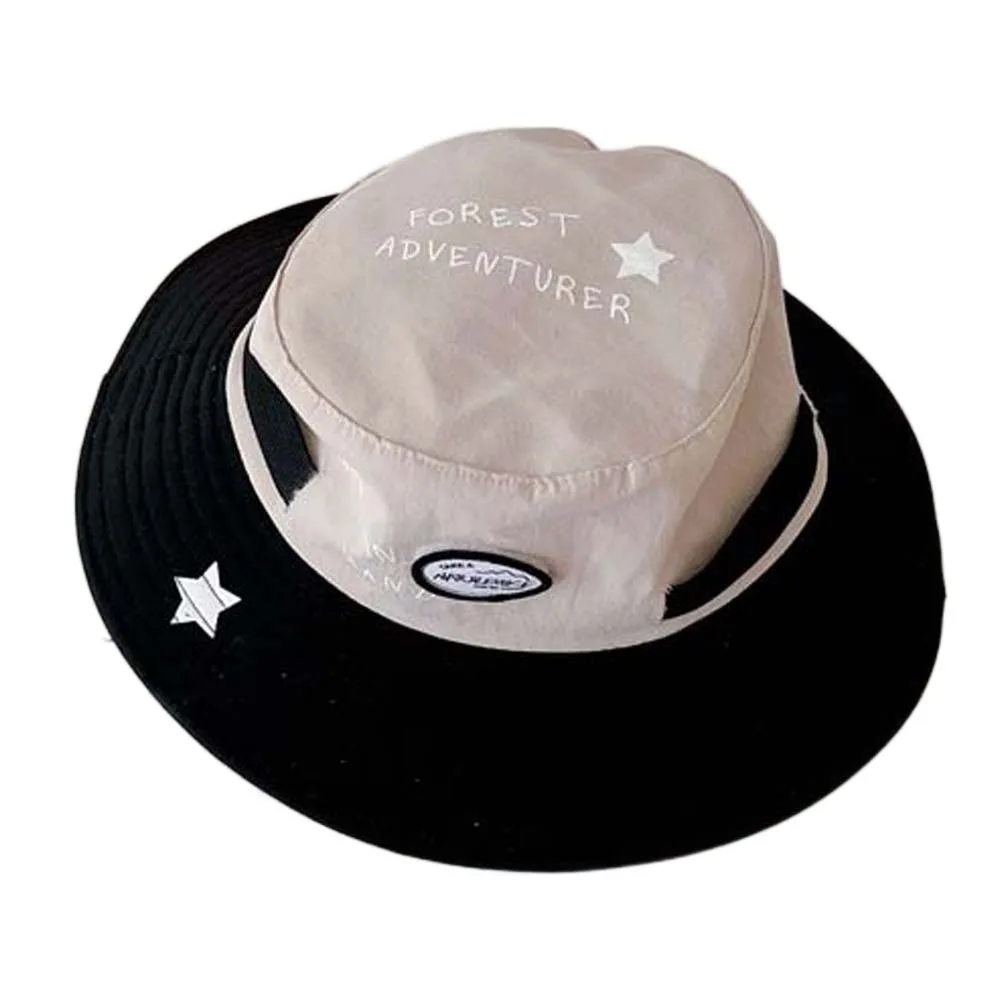 

Breathable Children Fisherman Hat Korean Style Contrast Color Kids Bucket Cap Letter Embroidery Anti-UV Quick-dry Sun Hat Boys