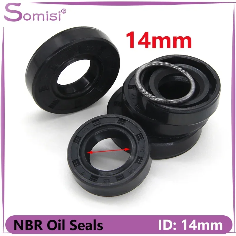 2/5/10pcs ID 14mm NBR Oil Seal TC-14*22/24/25/26/27/28/30/35*5/6/7/8/10mm Nitrile Rubber Shaft Double Lip Gasket Rubber Seal