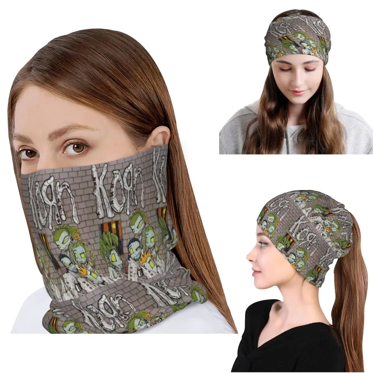 

Korn Rock Band Logo Bandana Neck Cover Mask Scarf Multi-use Balaclava Beanies Hat Unisex Adult Washable
