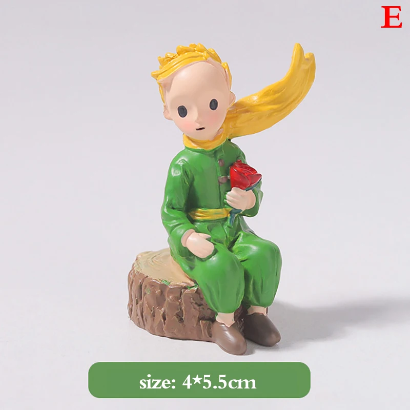 Precioso figura de acción de la rosa del Principito, figura de resina de zorro, modelo de colección, muñeca para niña, regalo para niño, decoración de escritorio para el hogar