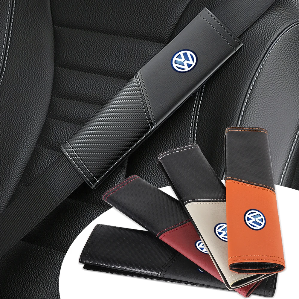 1pc/2pcs Car Safety Belt Shoulder Pad Carbon Fiber Texture Seat Belt Cover Shoulder Protector Accessories For VW Volkswagen GOLF