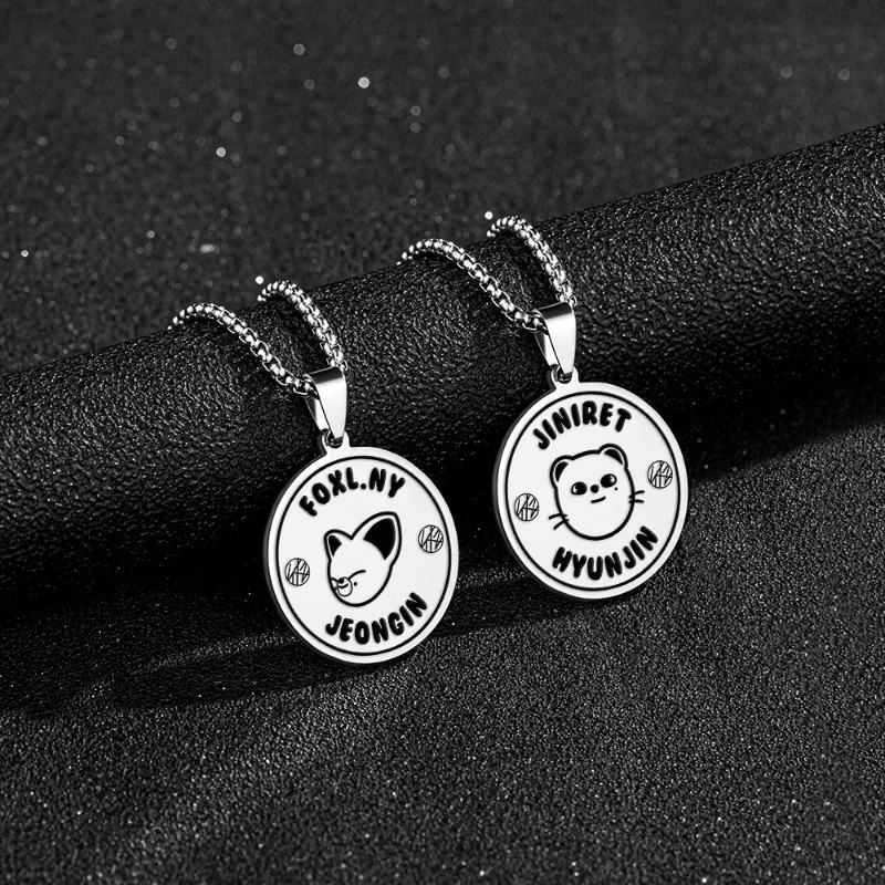 SKZOO Stray Kids Stainless Steel Lettering Necklace Titanium Steel Pendant Sweater Accessories Everything Mens Necklace