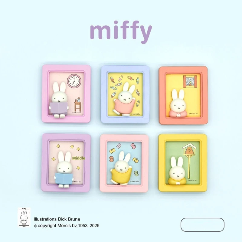 Miffy Bunny Blind Box Magnetic Photo Frame Cartoon Character Fridge Magnet Foldable Phone Stand Desktop Phone Holder Festival Gi