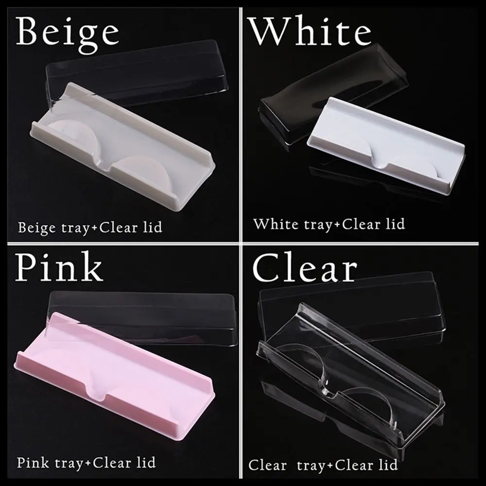 Beige 10pcs Plastic Protable Reuseable for Fake Lashes Container Eyelashes Storage Case Eyelashes Tray Packing Box