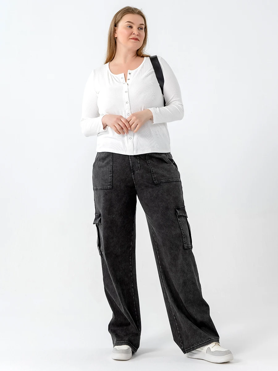 Muyafei Women Jeans Cargo Pants Multi Pocket Denim Casual Wide Leg Streetwear Loose Fit Workwear Fashion Forward Outdoor Travel