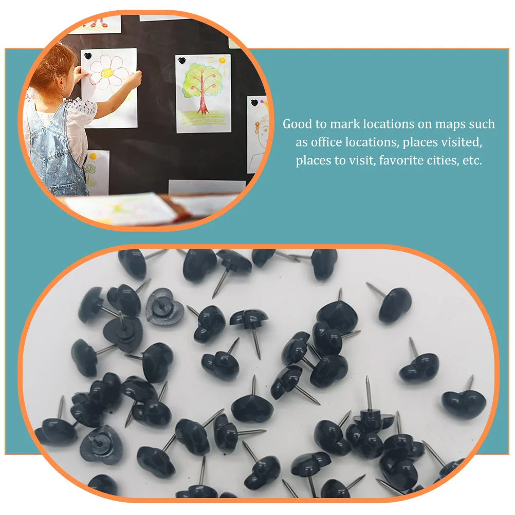

Heart Shaped Push Pins Map Tacks Thumb Tacks Cute Clips ABS Wear Resistant Office Supplies Craft Geography Lessons