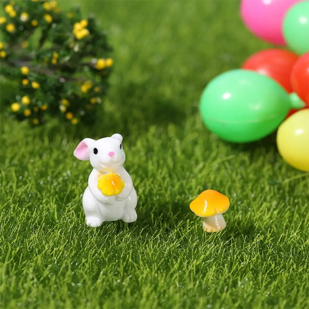 

Creative Micro Landscape Simulation Mushrooms Bunny 3D Cartoon Resin Mushroom Ornaments Mini Garden Rabbit Model Aquarium