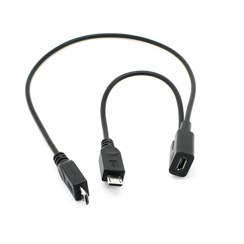 1pcType-c USB  / Micro USB 1 Female to Micro/Mini USB Type-c Type B Male Y Splitter Charge Extension Date Splitter Adapter Cable
