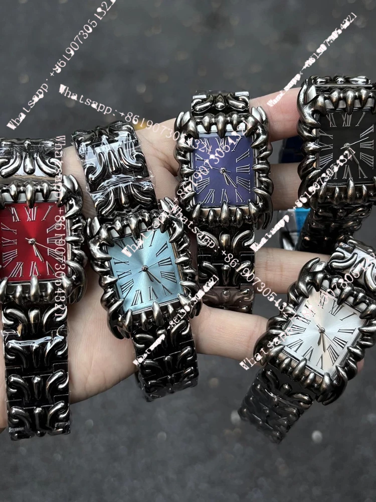 

Retro Y2K special-shaped sugar cube watch men's steel belt claw shape waterproof niche design watch