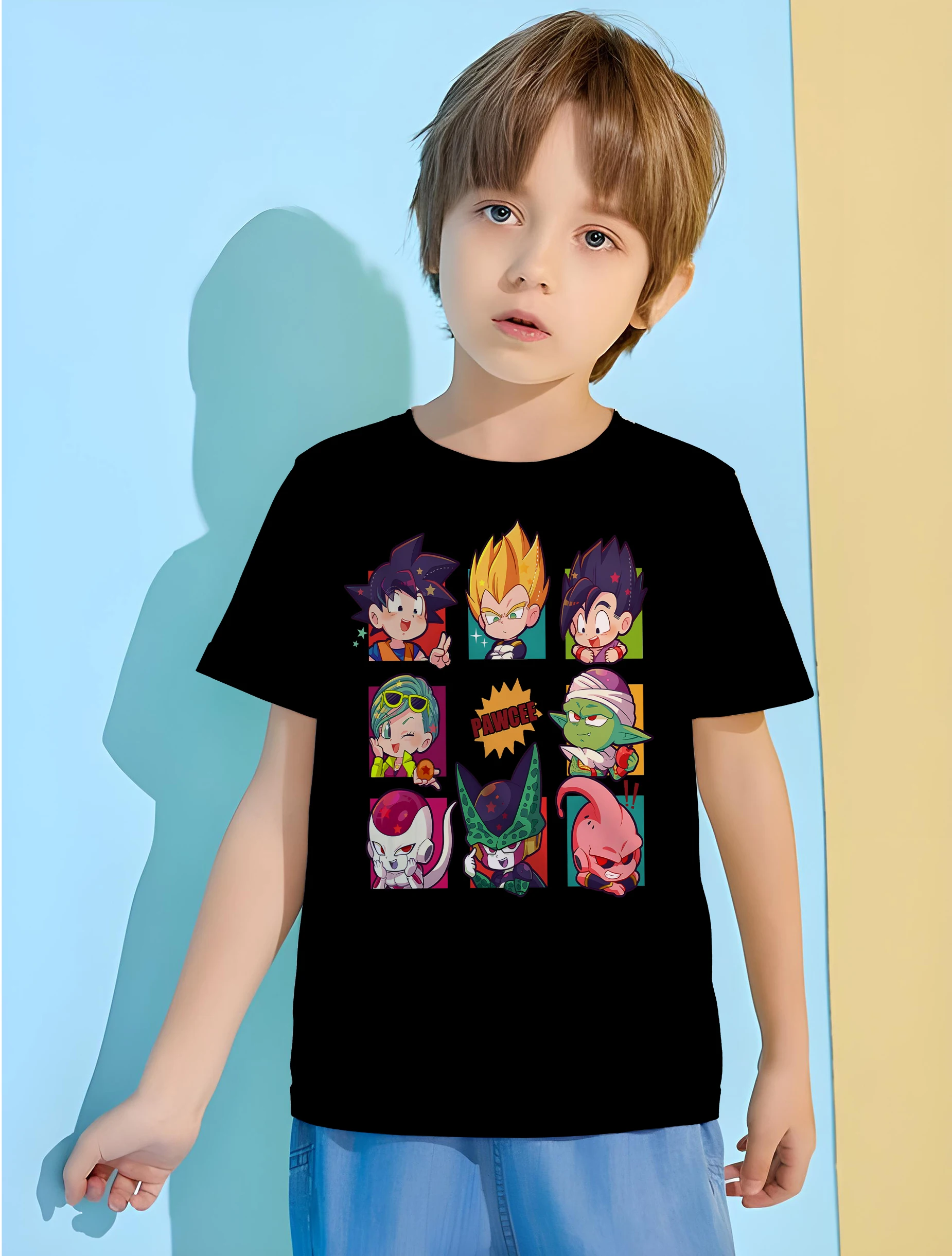 Popular Cartoon Characters Children Clothes Anime T-shirt for a Boy Clothes 8 to 10 Years Male Children\'s Blouse T-shirty Tops